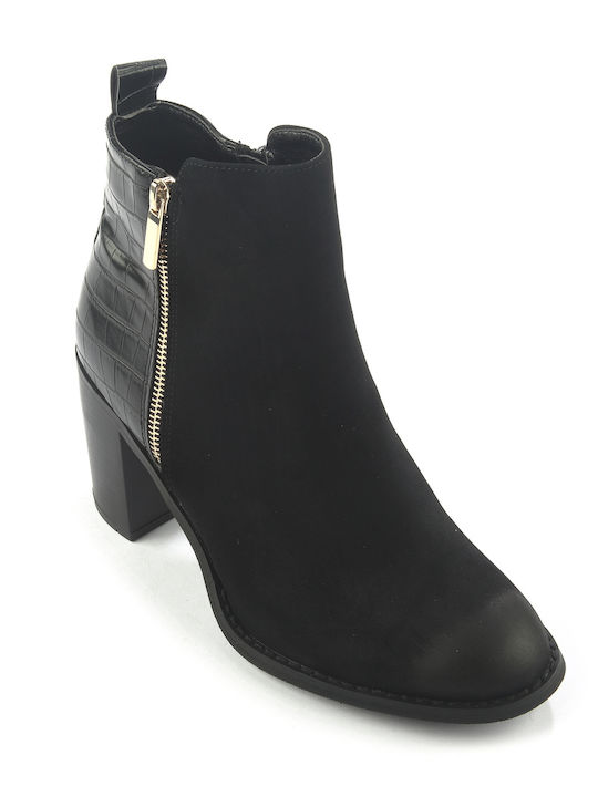 Fshoes Women's Ankle Boots with High Heel Black