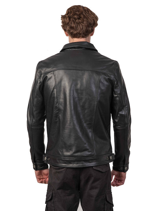 FOXTROT BUFFALO BLACK - AUTHENTIC MEN'S BLACK LEATHER JACKET