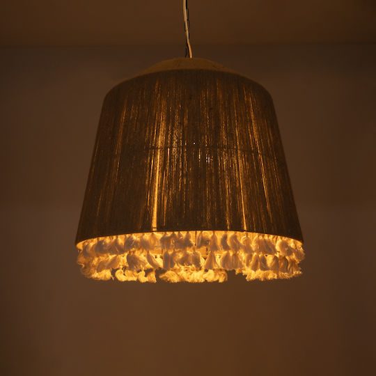 GloboStar Puertorico Ceiling Light Beige Boho with Rope for E27 Socket 80x80x80cm