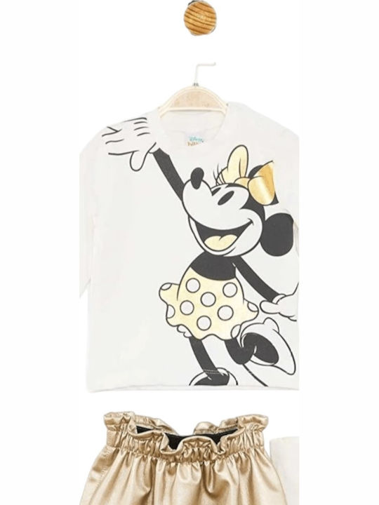 Παιδικό Σετ με Φούστα Χειμερινό 2τμχ Εκρού Minnie Mouse