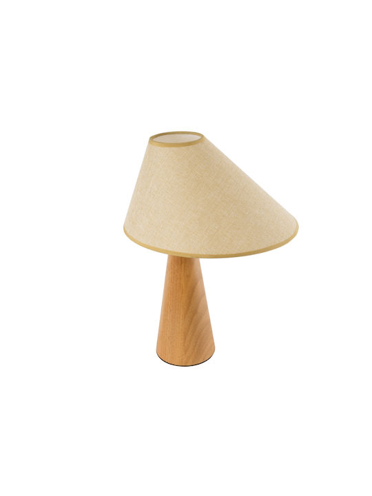 GloboStar Kauai Wood Table Lamp for Socket E27 with Beige Shade and Base