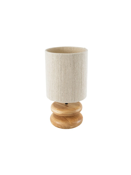 GloboStar Tuvalu Wood Table Lamp for Socket E27 with Beige Shade and Base