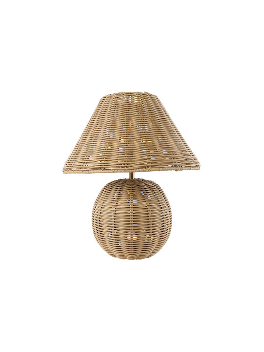 GloboStar Wood Table Lamp for Socket E27 with Beige Shade and Base