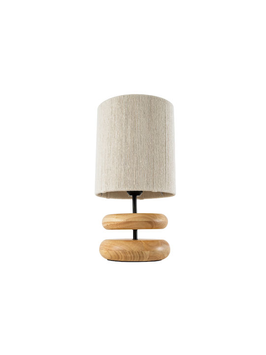 GloboStar Tuvalu Wood Table Lamp for Socket E27 with Beige Shade and Base