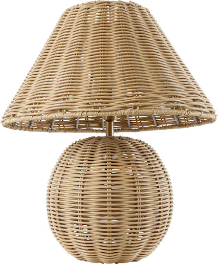 GloboStar Wood Table Lamp for Socket E27 with Beige Shade and Base