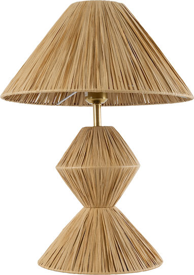 GloboStar Wood Table Lamp for Socket E27 with Beige Shade and Base
