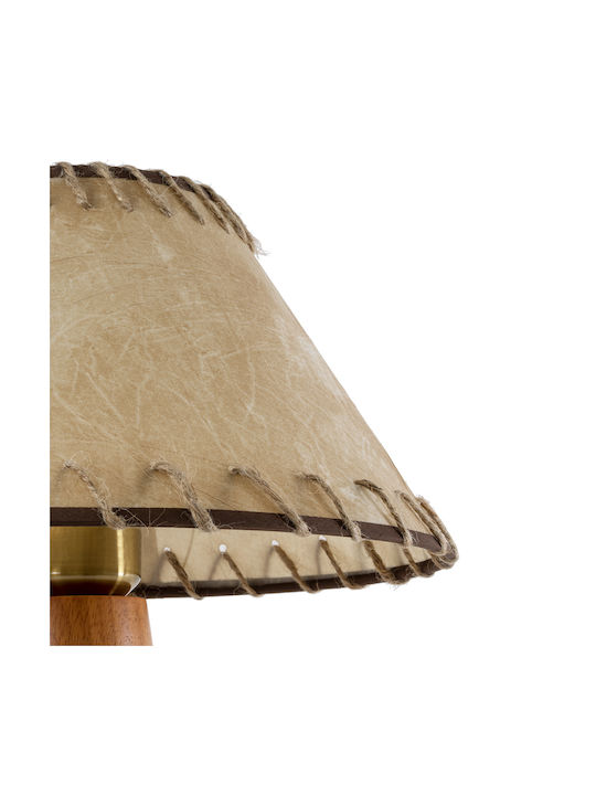GloboStar Wood Table Lamp for Socket E27 with Beige Shade and Base