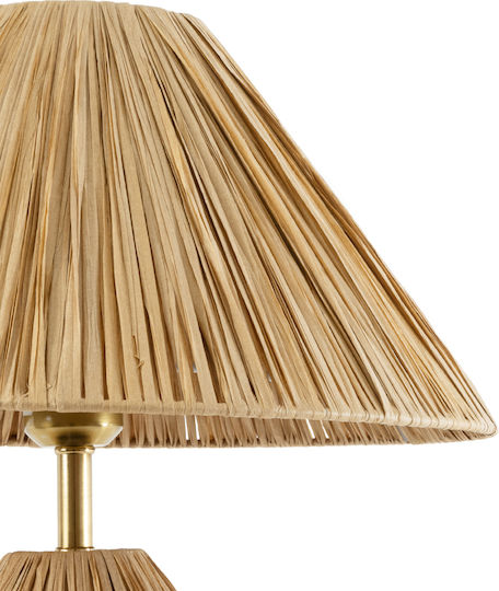 GloboStar Wood Table Lamp for Socket E27 with Beige Shade and Base