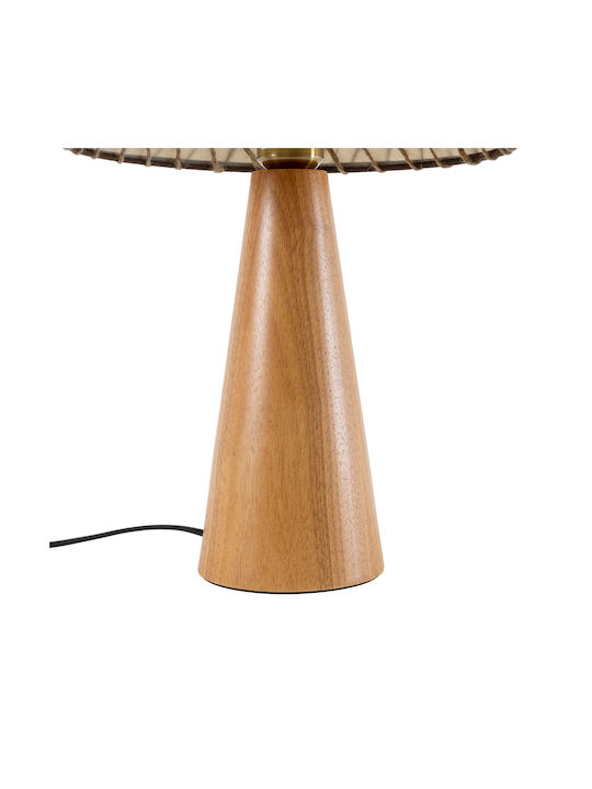 GloboStar Wood Table Lamp for Socket E27 with Beige Shade and Base