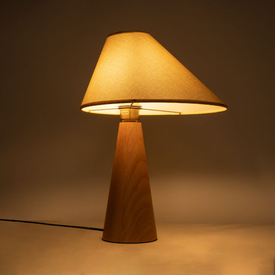 GloboStar Kauai Wood Table Lamp for Socket E27 with Beige Shade and Base