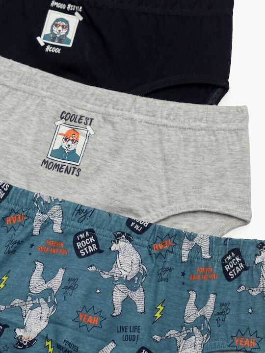 Minerva ROCK STAR Kids' Set with Briefs Grey-blue 3pcs Minerva ROCK STAR Kids' Set with Briefs Grey-blue 3pcs