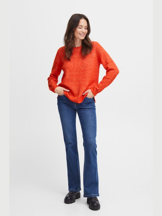 Fransa Damen Langarm Pullover Wolle orange