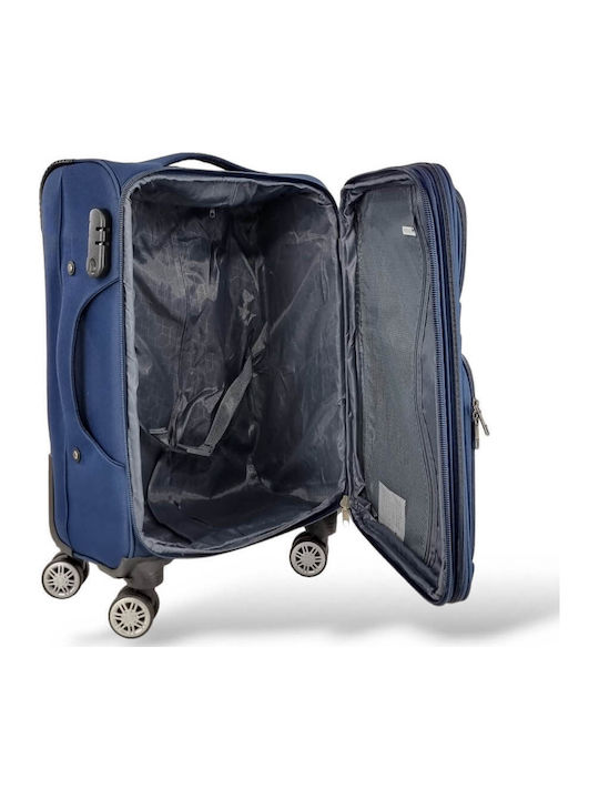 Playbags Cabin Fabric Blue Suitcase With 4 Wheels Height 53cm