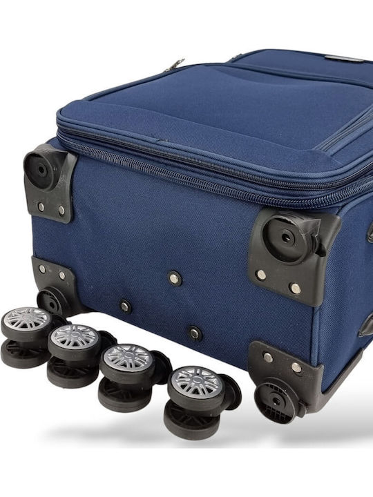 Playbags Cabin Fabric Blue Suitcase With 4 Wheels Height 53cm