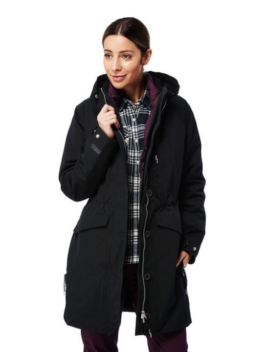 Craghoppers Women's Short Puffer Jacket Waterproof for Winter BLACK