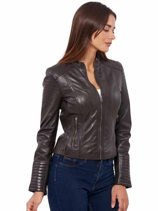 Vainas Women's Short Lifestyle Leather Jacket for Winter CAFE