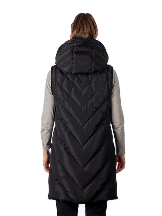 Northfinder Women's Short Puffer Jacket Waterproof and Windproof for Winter with Hood Black