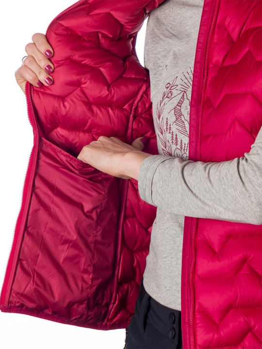 Women's for Hiking Short Lifestyle Jacket Waterproof and Windproof for Winter Burgundy