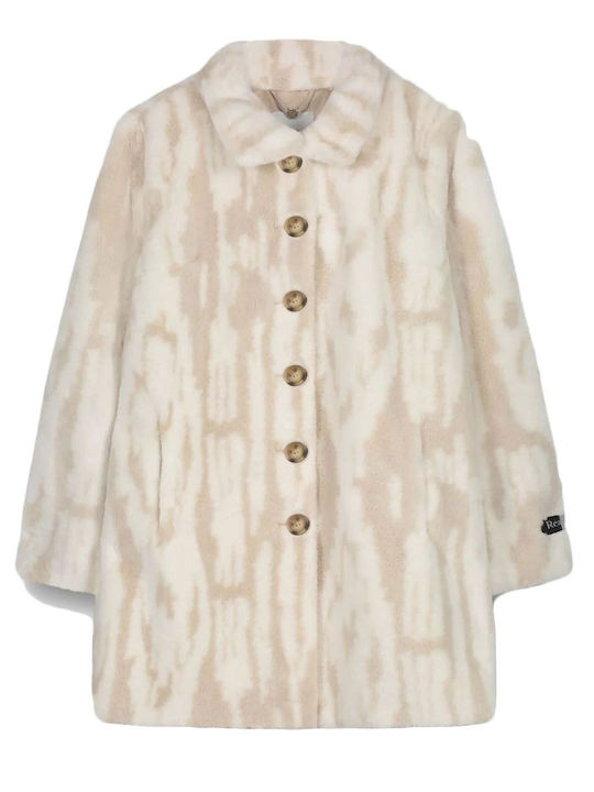 Women's Short Puffer Jacket for Winter Ecru
