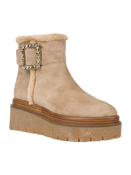 Alpe 11 22 Wildleder Damen Knöchelstiefel Beige