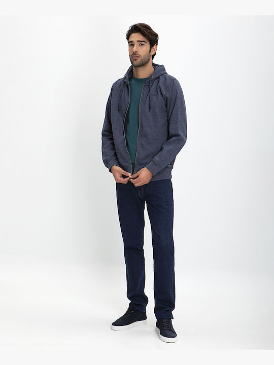 Basefield Men's Sweatshirt Jacket with Hood and Pockets Blue