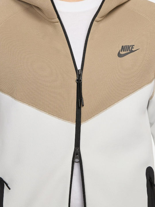 Tech Fleece Cardigan With Hood White