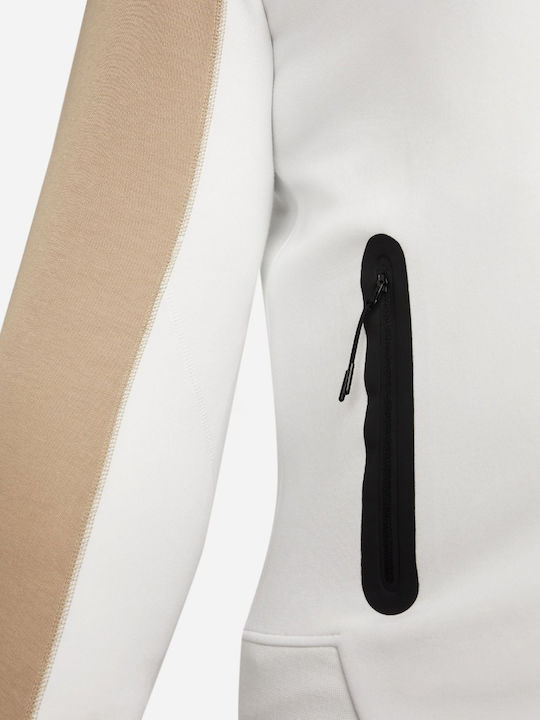 Tech Fleece Cardigan With Hood White