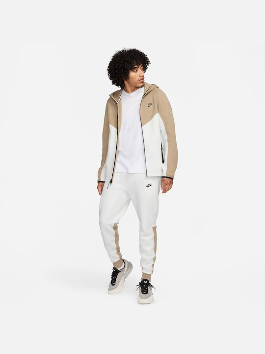 Tech Fleece Cardigan With Hood White