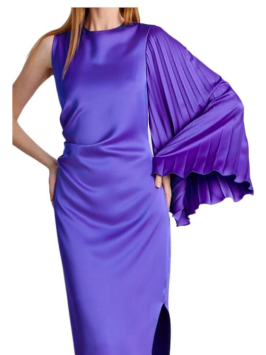 Forel Maxi Kleid Satin mit Schlitz purple