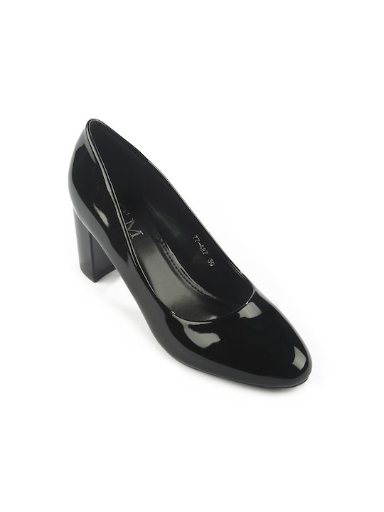 Fshoes Synthetic Leather Black Heels