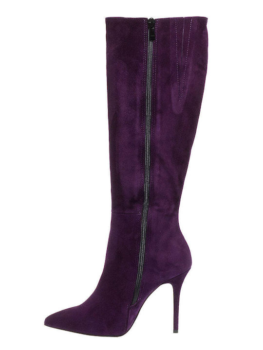 Mourtzi Suede Women's Boots with Zipper Purple