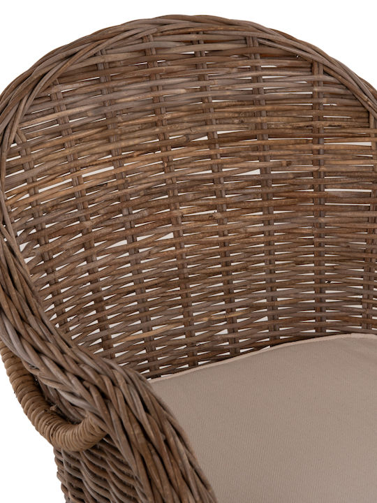 Πολυθρόνα Εξωτερικού Χώρου Rattan Keyla Καφέ με Μαξιλάρι 66x65x87εκ.