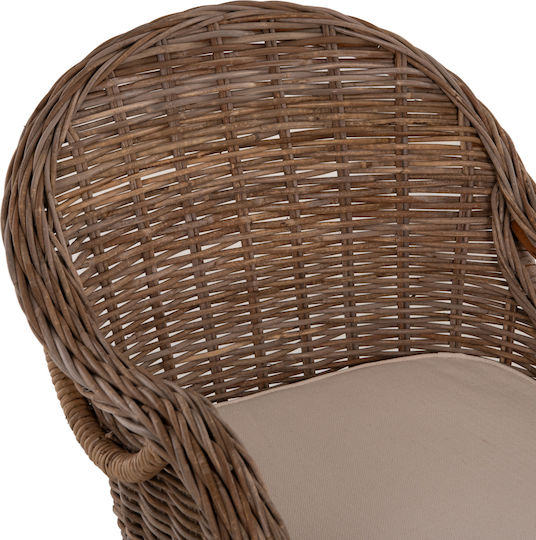 Πολυθρόνα Εξωτερικού Χώρου Rattan Keyla Καφέ με Μαξιλάρι 66x65x87εκ.