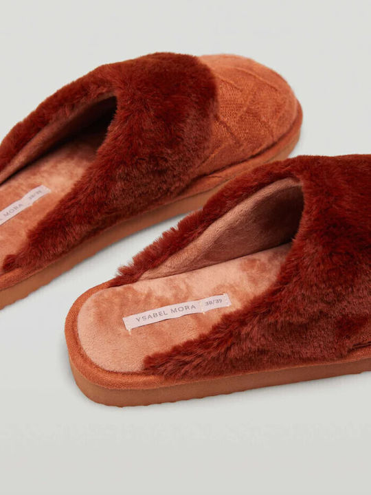 Ysabel Mora Winter Women's Slippers in Orange color