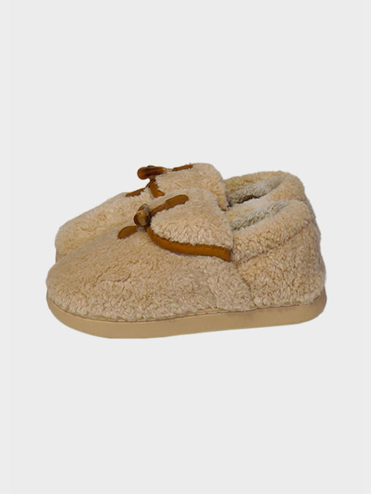 G Secret Winter Women's Slippers with fur in Beige color