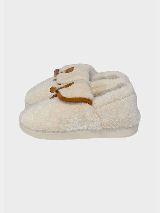 G Secret Winter Women's Slippers with fur in White color