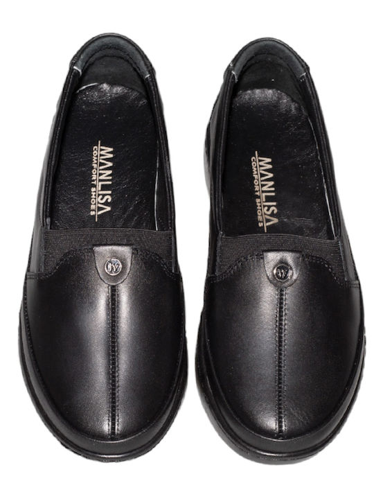 Leather Women's Moccasins in Black Color