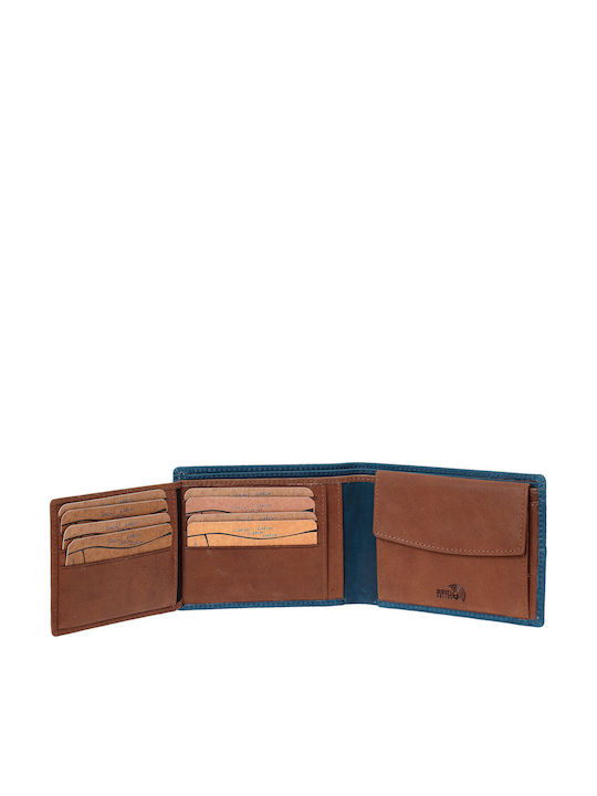 Leather Men's Wallet Cards with RFID Blue