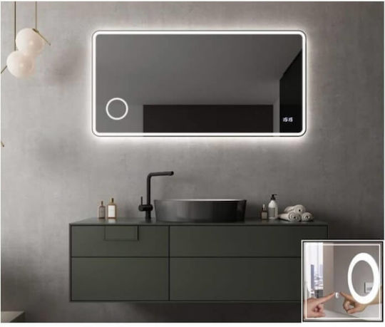 Luminor Огледало За Баня LED с Bluetooth от Метал 100x80см Черно