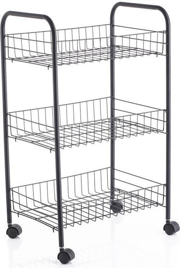 Viosarp Kitchen Trolley Metallic 3 Tiers White 62x38x62cm