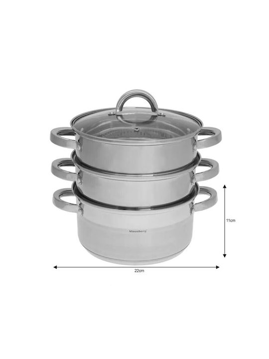 Klausberg Βαθιά Ανοξείδωτη Κατσαρόλα Ατμού 4lt / 22cm
