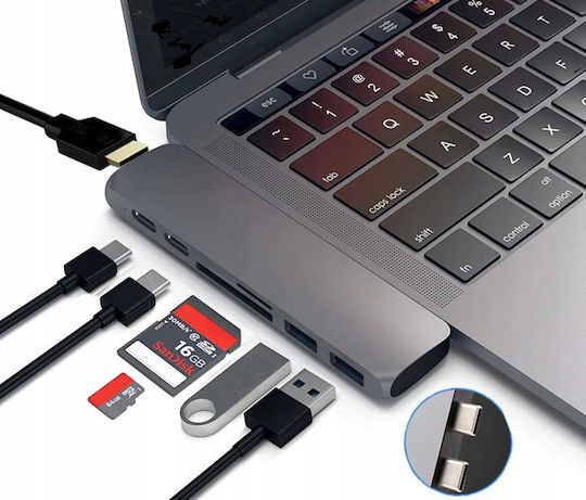 Dual USB-C Docking Station cu HDMI PD Gray (CO2-0117)