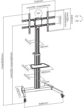 Sbox FS-444 Βάση Τηλεόρασης Δαπέδου έως 86" και 50kg Ασημί