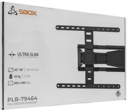 Sbox PLB-79464 Βάση Τηλεόρασης Τοίχου έως 90" και 50kg Μαύρο