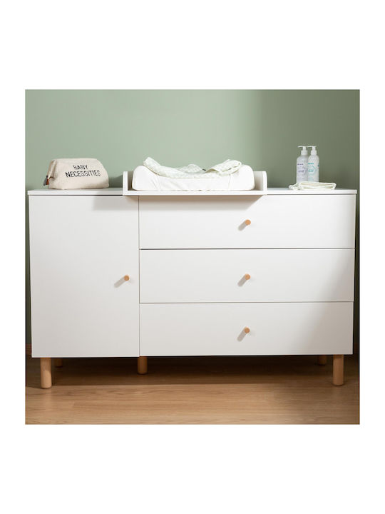 Kids Chest of Drawers White with 3 Drawers 137x75x93cm