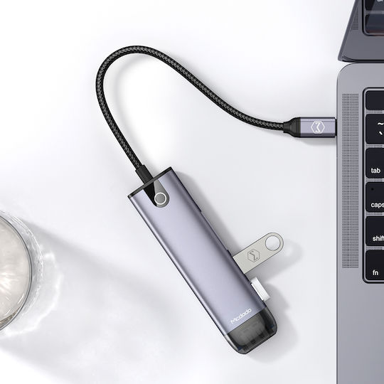 Mcdodo USB-C Докинг станция с HDMI 4K PD Сив (HU-7740)