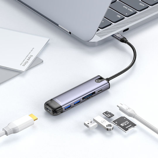 Mcdodo USB-C Докинг станция с HDMI 4K PD Сив (HU-7740)
