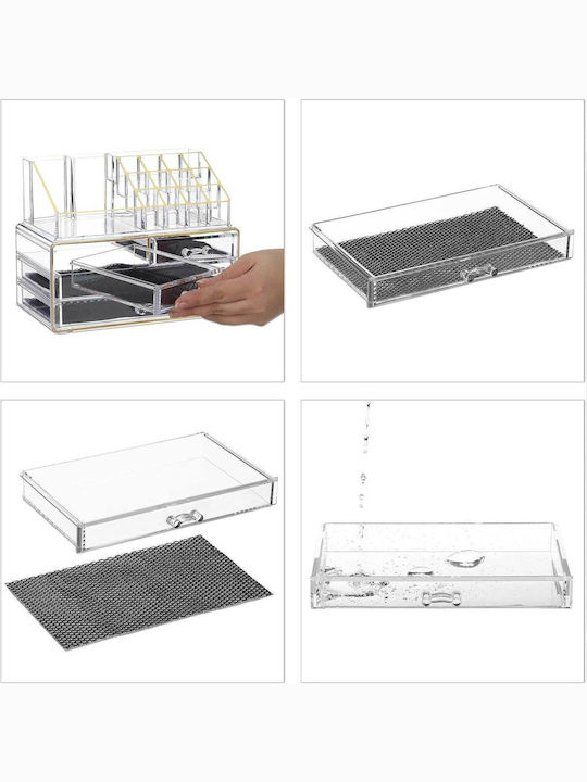 Relaxdays Relaxdays Kosmetikorganisator mit 4 Schubladen Transparent 2 Stück 24x19x13,5cm