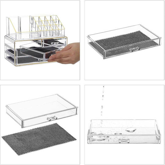 Relaxdays Relaxdays Kosmetikorganisator mit 4 Schubladen Transparent 2 Stück 24x19x13,5cm