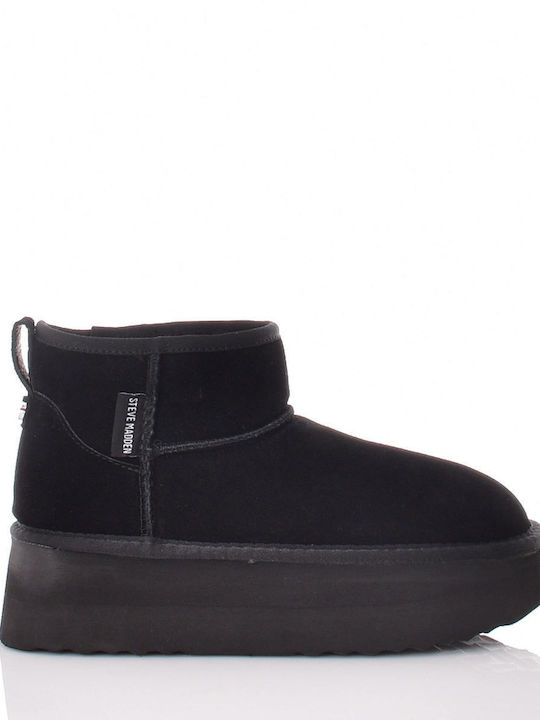 Steve Madden Suede Women's Ankle Boots with Medium Heel Black